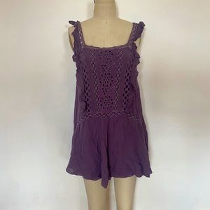 Free people fp one mini dress with femme lace and eyelet details size S